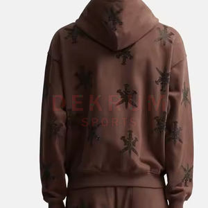 ออกแบบสีสันเฉพาะตัว เสื้อฮู้ดสตรีทแวร์ผู้ชายสำหรับฤดูหนาว ประดับด้วยคริสตัล แห้งเร็ว พิมพ์โลโก้ตามสั่ง - Product Image 4