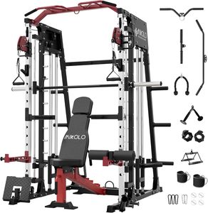 Top Deal Mikolos Machine 2200lbs Squat Rack LAT-Sistema extraíble y cruce de cables con Banco - Product Image 3