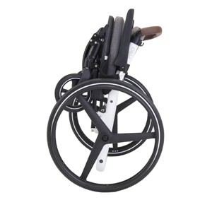 Sedia a Rotelle di Design per Adulti e Anziani, Sedia a Rotelle Manuale in Alluminio con Manubrio Singolo e Telaio Bianco - KMINA PRO K10085 - Product Image 4
