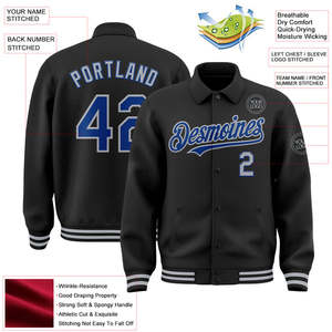 Bomber negro personalizado Full-Snap Varsity Letterman Chaqueta de dos tonos Fabricante Empresa Uniformes deportivos para la temporada de otoño - Product Image 2