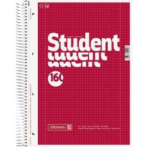 Bloc de Notas para Estudiantes BRUNNEN, Cuadrícula A4, 160 Hojas, 70g/m², Cartulina Roja con Margenes Interiores y Exteriores - Product Image 1