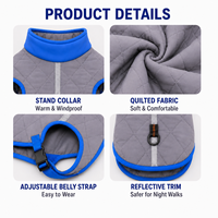 Gilet d'hiver matelassé pour chien en polyester écologique de qualité supérieure, imprimé, disponible en 4 couleurs, réfléchissant, coupe-vent, rembourré, avec anneau en D, taille petite