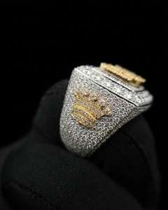 Luxury Custom Letter <b>Initial</b> Square Design Micro Pave VVS Moissanite Diamond Sparkling 925 Sterling Silver Rhodium Plated <b>Ring</b> - Product Image 5