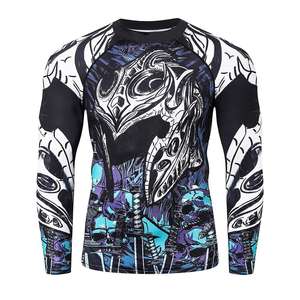 Sublimación personalizada impresa camisas de compresión Mma Rash Guard protección UV hombres camisa de manga larga OEM Rash Guard impreso - Product Image 4