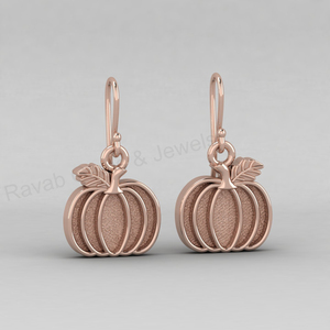 Boucles d'oreilles pendantes en argent 925 et or 18 carats, 13x14 mm, motif feuille de citrouille miniature, sertie de résine, pour cendres, bricolage, souvenir, bijoux d'Halloween - Product Image 2