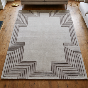 Juego de Alfombras Geométricas de Lana/Seda Hechas a Mano - Estilo Moderno, Antibacterianas, Ecológicas, Antideslizantes y Lavables para el Hogar y la Oración - Product Image 1