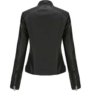Veste en cuir véritable sur mesure en gros pour femmes Couture de qualité supérieure Manches longues Coupe régulière Impression de logo personnalisée Tricotée Respirante - Product Image 6