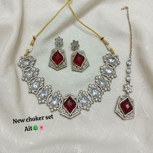 Super Quality Traditional Tempal Laxmi Ethnic Gold Plated Kundan <b>Choker</b> <b>Necklace</b> Set with Earrings Maang Tikka for Wedding Party - Product Image 1