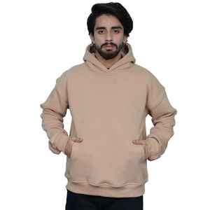 Sweat à capuche beige personnalisé pour homme en coton et polyester, coupe classique, streetwear décontracté, service OEM personnalisé, prêt à être expédié - Product Image 1