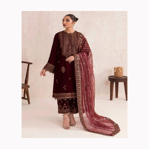 Vestido de trabajo de secuencia de bordado pesado de nuevo diseñador Dupatta ropa de lujo tradicional para adultos hecha de aspecto de fiesta de seda - Product Image 6