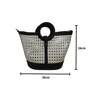 Bolso de Mano de Verano Ecológico de Vietnam, Nuevo Estilo Moderno, Ratán PP, Dos Asas/Correas, Panelado, Regalo para Mujer, Compras - Product Image 6