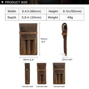 Bolsa enrollable de lujo Vintage de cuero de búfalo personalizada, estuche de lápices, bolsa de almacenamiento, soporte para niños y niñas, funda de papelería para estudiantes - Product Image 4