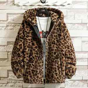 Custom Winter <b>Jacket</b> Fashion Leopard Print Full Zip Thick Fleece Velour Velvet <b>Jacket</b> <b>Flannel</b> Hoodie - Product Image 4