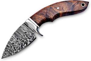 Couteau à lame fixe en acier damas fabriqué à la main avec gaine en cuir Couteau de cow-boy avec support OEM Chasse en plein air Camping - Product Image 3