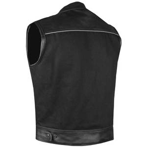 OEM OTM เสื้อกั๊กหนังวัวสำหรับผู้ชาย, เสื้อกั๊กแขนกุดมีการปิดแบบสแนปและมีกระเป๋าด้านใน - Product Image 4