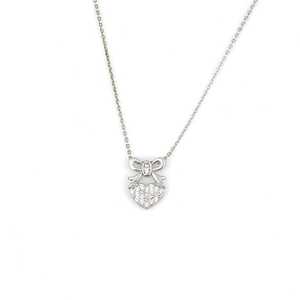 Collar de Plata de Ley 925 con Forma de Corazón, Detalle de Lazo y Piedras Blancas para Regalo - Product Image 2