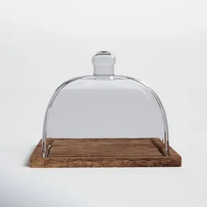 Elegante e durevole quadrato torta cupola con Base in legno in metallo e vetro copertura del Display per matrimoni feste decorazioni per la casa
