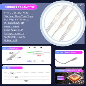 Luces de Cadena de Hadas de 10 mm * 4,2 mm, OEM, ODM, WS2811, SK6812, IP67, Mini Luces LED de Píxeles, Guirnaldas de Luces para Decoración Navideña - Product Image 2