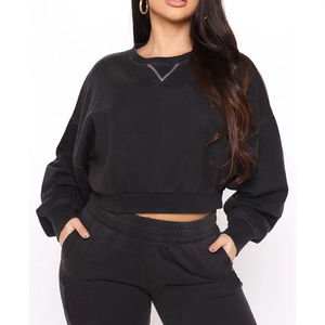 <b>Women's</b> Fall Winter Sweatpants Set Thick <b>Fleece</b> <b>Jogger</b> with Zipper Hoodie 100% Cotton Sweatsuit Eco-Friendly Tracksuit - Product Image 5