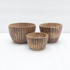 Modern Design Handmade <b>Large</b> Segmented Wood Enameled <b>Serving</b> <b>Bowl</b> Natural Texture for Home Restaurant Camping-India Wholesale - Product Image 4