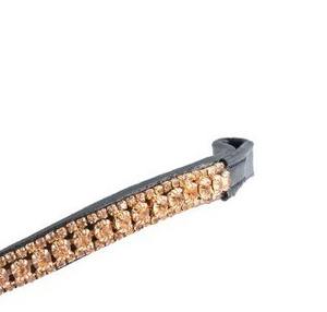 Ashmira Equestrian Rosegold - Diadema de Cuero Negro Suave con 3 Hileras de Cristales en Forma de Ola para Caballo, Accesorio de Brida Inglesa de Alta Calidad - Product Image 2