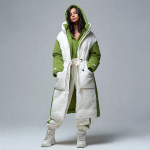 Veste matelassée en tricot d'hiver pour femmes Longue X-Longue à capuche Coupe-vent Écologique Vêtements de rue Vêtements d'extérieur - Product Image 3