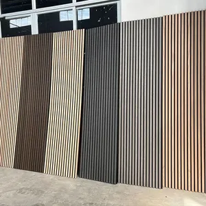 Polyester Mdf Slat Decorative Ceiling Hotel Tv 3D Wall Panels/Boards Wall Cladding Interior Akupanel Wood Acoustic Wall Panels