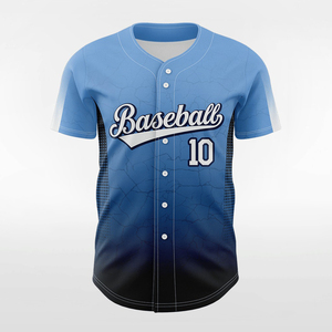 Custom Blue Crackle Sublimation Jersey Ombre Black Fade Full-Button Design Quick-Dry Performance Baseball Uniform/Softball Top - Product Image 6