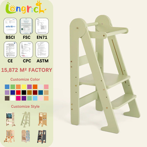 Aide de cuisine <span class=keywords><strong>Montessori</strong></span> pour enfants, échelle à marches en bois, hauteur réglable, tabouret d'activité pour tout-petits - Product Image 1
