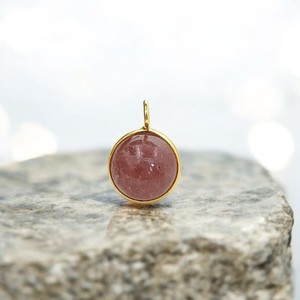 Abalorio de bola de cuarzo de fresa Rosa Natural, juego de bisel chapado en oro y plata 925, colgante hecho a mano, cristal curativo, venta al por mayor, abalorio a granel - Product Image 1