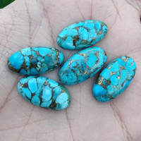 Pierres précieuses naturelles de qualité AAA+ en turquoise bleue cuivrée, forme ovale grande taille, cabochon à dos plat, calibrées toutes tailles, certifiées par un tiers