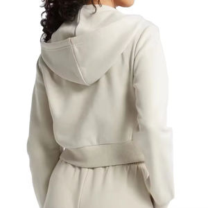 Vente en gros de sweat-shirts à capuche oversize pour femmes, à fermeture éclair, coupe courte, style vintage - Product Image 4