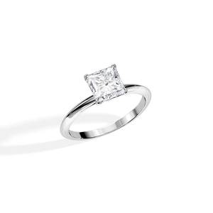 Anillo de compromiso solitario con diamante cultivado en laboratorio, corte princesa, certificado por IGI, en oro blanco/rosa y amarillo de 14 quilates, anillo de boda. - Product Image 4