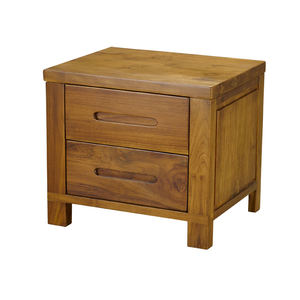 Table de chevet classique en teck à 2 tiroirs |   Bois massif durable, conçu pour un confort raffiné et durable - Product Image 1