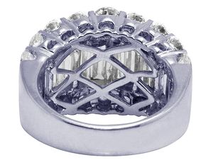 925 Sterling Silver <b>Iced</b> Out Baguette & Round Moissanite Diamond Men's Hip Hop <b>Ring</b> For Women Fashion Jewelry - Product Image 5
