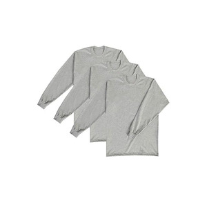 Camiseta de Manga Larga para Hombre, Corte Regular, Cuello Redondo, Color Gris Sólido, 100% Algodón Jersey, Ropa Casual - Product Image 4