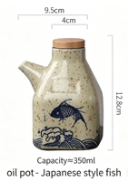 Distributeurs d'huile en céramique, distributeur de sauce soja, pot à huile en porcelaine de style japonais pour la cuisine, bouteille distributrice d'huile d'olive 350 ml