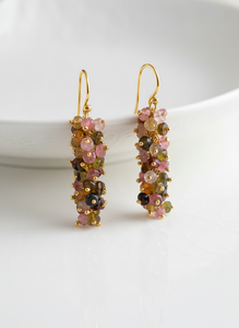 Boucles d'oreilles en argent 925 plaqué or avec tourmaline et pierres précieuses naturelles, faites à la main - Product Image 2