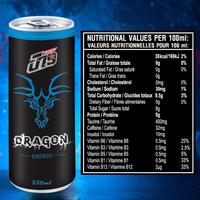 Boisson Énergisante Blue Dragon Ginseng 250ml (8.45 Fl oz) – Carton de 24 Canettes, Sans Sucre, Formule Puissante, OEM, Marque Privée, Vente en Gros, Échantillon Gratuit