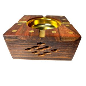 Cenicero cuadrado de madera hecho a mano, cenicero de madera artesanal para cigarros, cenicero artesanal de madera al por mayor - Product Image 3
