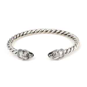 Bracelet unisexe en argent sterling 925 avec tête d'ours torsadée, breloque religieuse vintage, perle plaquée rhodium, diamètre 6 cm, 20,78 g, cadeau - Product Image 3