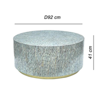 Table basse en nacre bleue faite à la main, élégante incrustation de coquillages, meubles pour salon contemporain