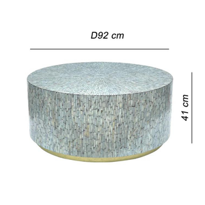Mesa de Centro Hecha a Mano con Incrustaciones de Nácar Azul, Mueble Elegante con Incrustaciones de Concha para Sala de Estar Contemporánea - Product Image 4