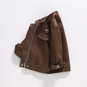 Automne printemps Boutique PU cuir enfants manteau vêtements d'extérieur décontractés veste pour enfants garçons mode Streetwear - Product Image 4