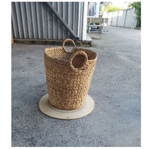 Customized 47% Vintage Eco-friendly Seagrass <b>Wicker</b> Storage <b>Basket</b> Flexible Design Natural Water Hyacinth for <b>Laundry</b> Sorting - Product Image 1