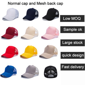 High Quality Custom 5 <b>Panel</b> Trucker Hat Sporty Style Baseball Cap with Own Fabric Button <b>Decoration</b> and Logo - Product Image 3