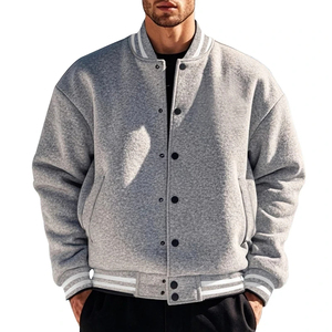 Veste en toile de haute qualité pour hommes avec col montant, doublure en polaire respirante, coupe surdimensionnée et impression de logo personnalisé - Product Image 2