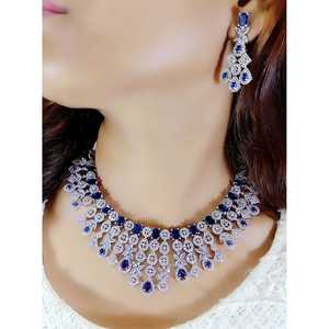 AD <b>Blue</b> 18-Layer Zircon <b>Necklace</b> for Wedding Occasions - Product Image 1