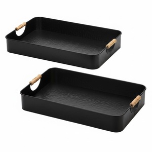 Plateau de service ovale en fer galvanisé antique en cuivre pour la maison et la table de restaurant, plateaux de service de fruits avec poignée - Product Image 6