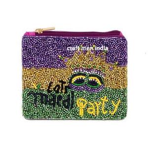Wholesale Mardi Gras Money Pocket for Girl Lady Women's <b>Wallets</b> Card Holder Coin Purses Heart Clutch Bags Beaded Mini Coin Purse - Product Image 2